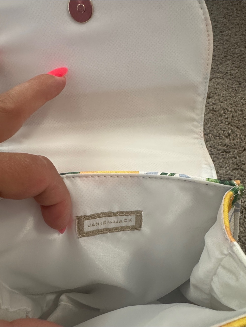 Lemon Print Top-Handle girls bag - White and Yellow - Picture 5 of 6